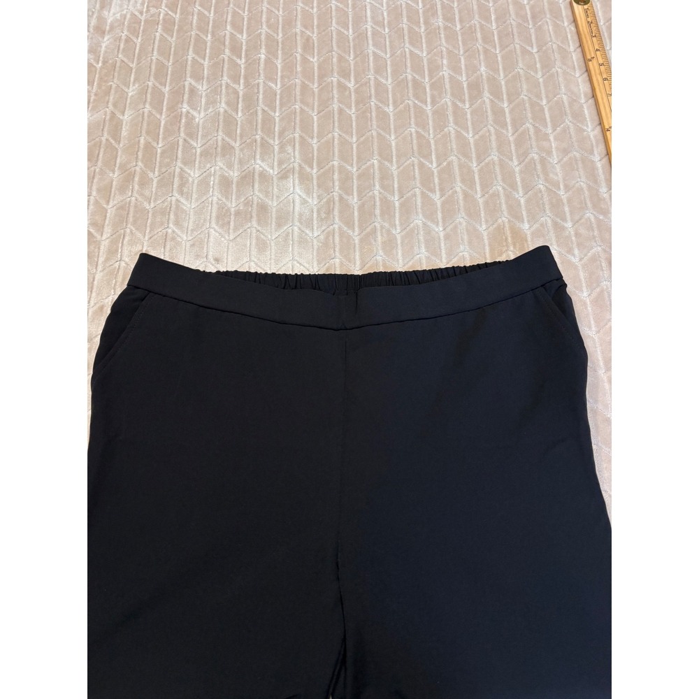 Eileen Fisher Black Straight Leg Dress Pants Elastic Waist Quiet Luxury Size L - Picture 7 of 13